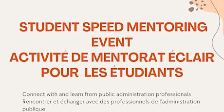 Student Speed Mentoring / Activité de mentorat éclair pour les étudiants primary image