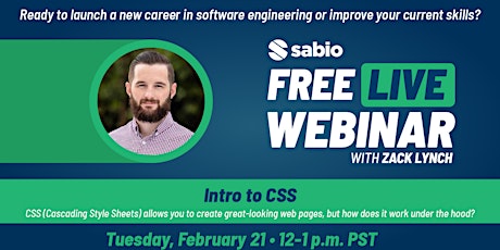 Primaire afbeelding van Intro to CSS with Sabio Coding Bootcamp Instructor, Zack Lynch!