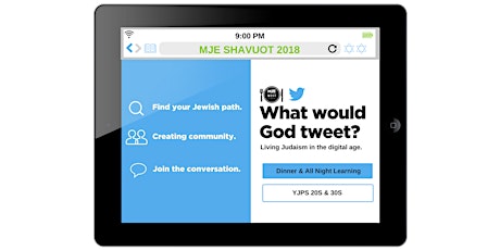 MJE Shavuot FREE All Night Learning + Pre-Paid Dinner 2018  primary image