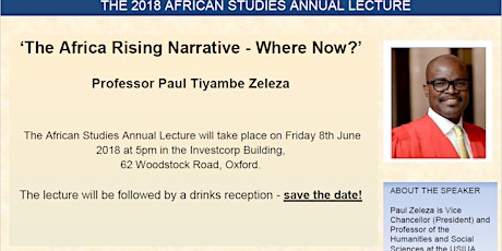 The African Studies Centre Annual Lecture Friday 8 June  primary image