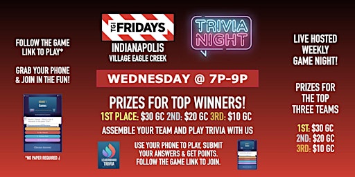 Trivia Game Night | TGI Fridays - Indianapolis Village Eagle Creek - WED 7p