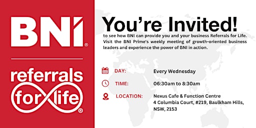 Imagem principal do evento BNI Prime Open Day!!