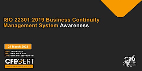 ISO 22301:2019 Business Continuity Management System Awareness -  ₤130