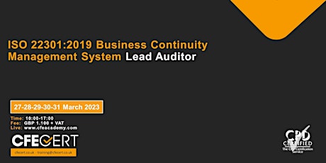 ISO 22301:2019 Business Continuity Management System Lead Auditor-  ₤1.100