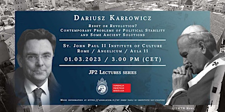 JP2 Lecture / Dariusz Karłowicz: Reset or Revolution? primary image