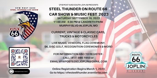 2023 VFW POST 5293 STEEL THUNDER ON ROUTE 66 CAR & MOTORCYCLE SHOW primary image