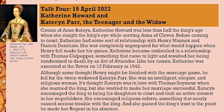 ONLINE TALK Katherine Howard and Kateryn Parr, the Teenager and the Widow