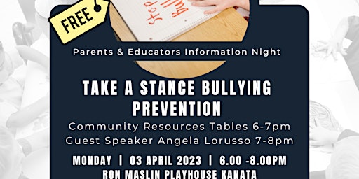 Parents and Educators  Information Night -Take a Stance Bullying Prevention