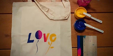 Silkscreen printing Tote bag Love & Heart design primary image