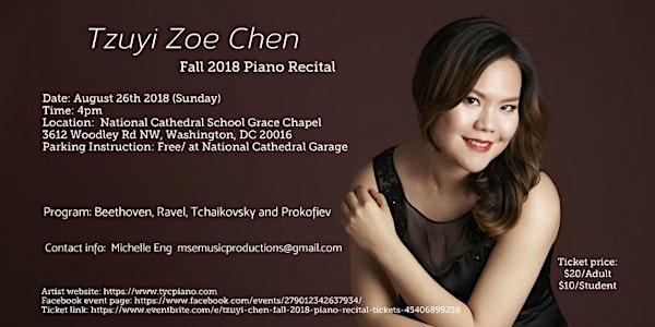 Tzuyi Zoe Chen Piano Recital - Tributes to Great Musicians During Wartime