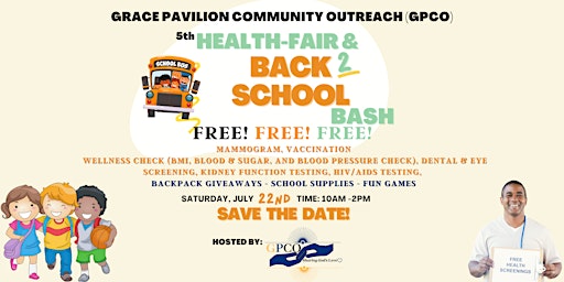 GPCO Health-Fair & Back -2- School Event- REGISTER FOR FREE SCHOOL SUPPLIES