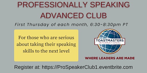 Up-level Your Speaking Skills—Professionally Speaking Advanced Club primary image