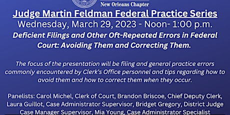 Imagem principal do evento Deficient Filings & Other Oft-Repeated Errors in Federal Court...