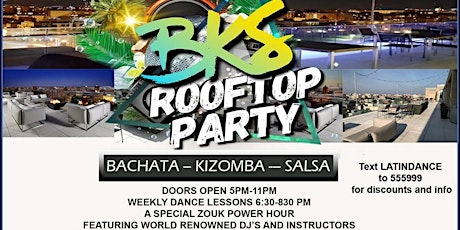 BKS Rooftop Wednesday Social at the Cambria Hotel Bachata, Kizomba, Salsa  primary image