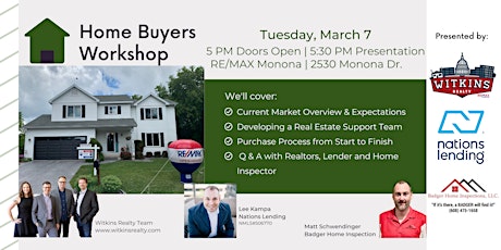 Homebuyer's Seminar- Q&A with a Lender, Home Inspector, and Realtors! primary image