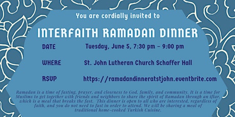  Interfaith Ramadan Dinner at St. John Lutheran Church primary image