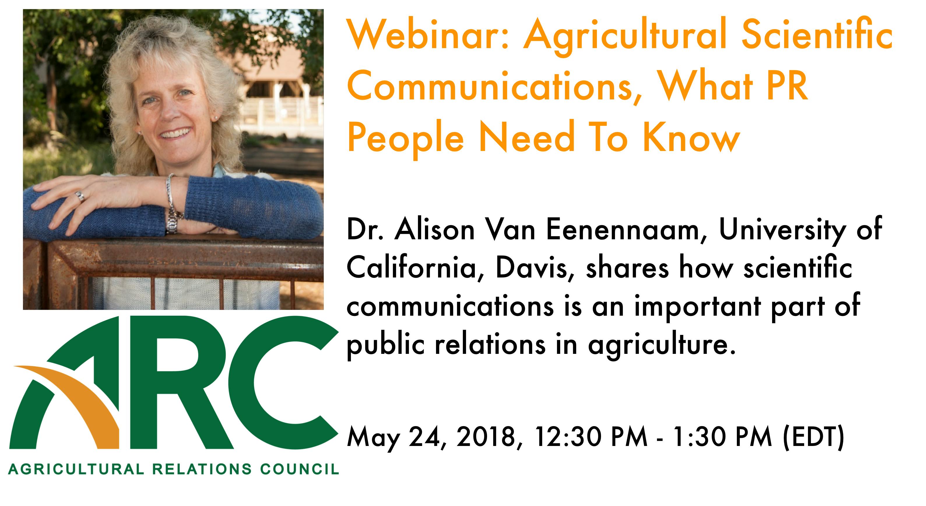 Webinar: Agricultural Scientific Communications, What PR People Need To Know