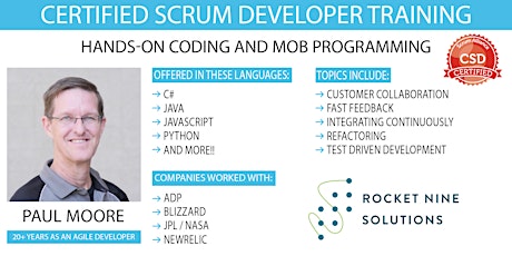 Paul Moore | Certified Scrum Developer|CSD | Online | Mar 6th - 7th primary image