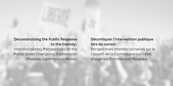 Conférence sur la Commission Rouleau / Conference on the Rouleau Commission