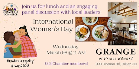 International Women's Day Lunch at The Grange of Prince Edward