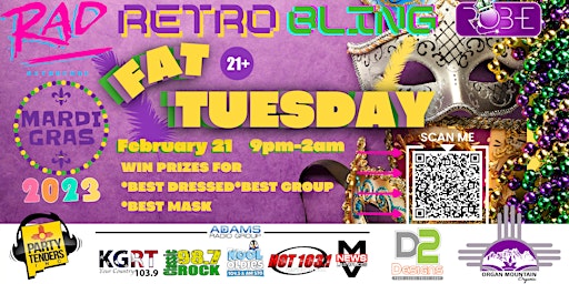 PartyTenders Presents | Fat Tuesday "Retro Bling" at Rad Retrocade! (21+) primary image