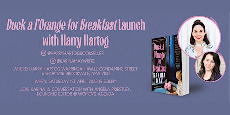 Book Launch for Karina May's 'Duck à l'Orange for Breakfast'