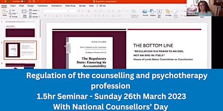 Regulation of the counselling and psychotherapy profession - 1.5hr Seminar