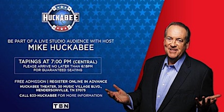 Primaire afbeelding van Friday, February 16th, 2024 - Huckabee Taping "Live" Studio Audience