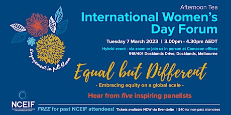 NCEIF International Women's Day Webinar "Equal but Different" - Online primary image