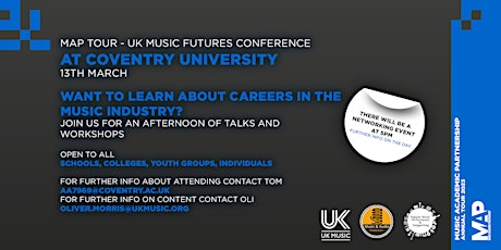 MAP Tour - UK Music Futures Conference at Coventry University  13th March primary image