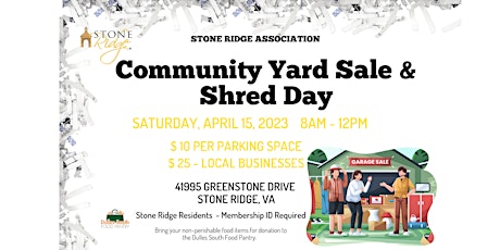 Stone Ridge Spring Community Yard Sale & Shred Event
