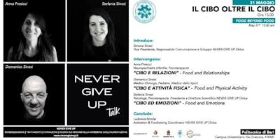NEVER GIVE UP TALK- IL CIBO OLTRE IL CIBO- 31 maggio 2018 Politecnico di Bari NEVER GIVE UP TALK- IL CIBO OLTRE IL CIBO- 31 maggio 2018 Politecnico di Bari