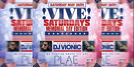 DJ Vionic & DJ Necio Host Vive Saturdays at Plae primary image