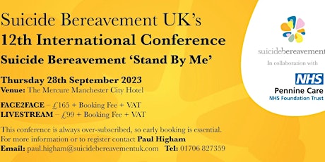 Suicide Bereavement UK's 12th International Conference - LIVE STREAM ONLY