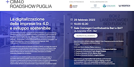 Immagine principale di CIM 4.0 - ROADSHOW PUGLIA 