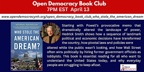 Open Democracy Book Club: Who Stole The American Dream