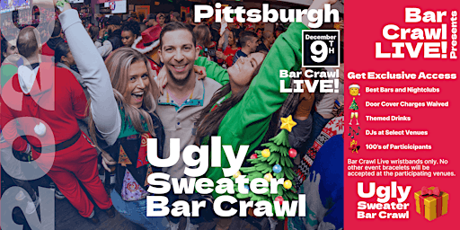 Primaire afbeelding van 2023 Official Ugly Sweater Bar Crawl Pittsburgh's Christmas Bar Event