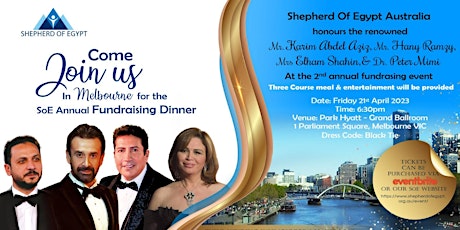 Immagine principale di 2023 Shepherd of Egypt Annual Fundraising Dinner - Melbourne 