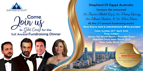 Hauptbild für 2023 Shepherd of Egypt Annual Fundraising Dinner - Gold Coast