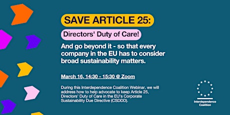 Save Article 25: Directors' Duty of Care! primary image