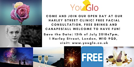 YouGlo Open Day at our Harley Street Clinic,Free facial consultation and Prossecco and Canapes! primary image