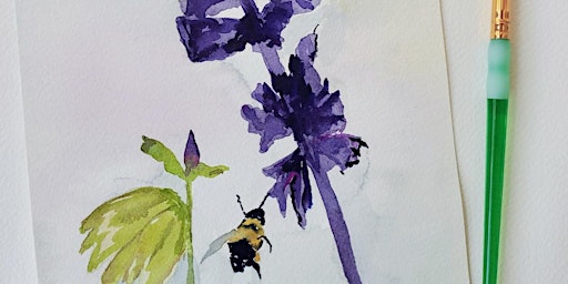 Watercolor For Beginners: Bumble Bees and Mystic Blue Spires