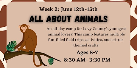 Primaire afbeelding van Levy County 4-H Day Camp Week 2: All About Animals