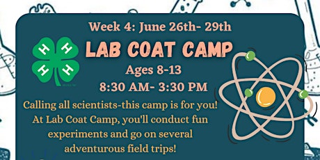 Primaire afbeelding van Levy County 4-H Day Camp Week 4: Lab Coat Camp
