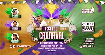 Clube Vicio: Festa de Carnaval - Kizomba Party & Classes primary image