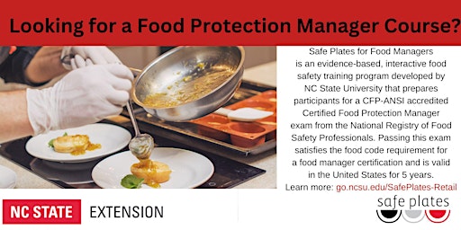 Primaire afbeelding van Safe Plates Food Protection Manager Class - Moore County CANCELED