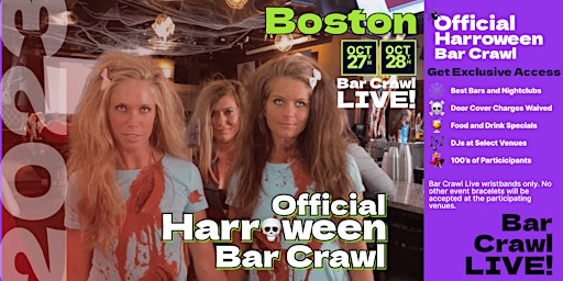 2023 Official Halloween Bar Crawl Boston's Biggest Bar Event 2 Dates