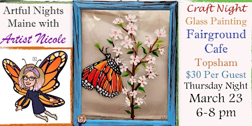 Paint  a Monarch Butterfly glass window at Fairground Cafe in Topsham