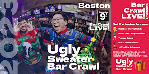 2023 Official Ugly Sweater Bar Crawl Boston's Christmas Bar Event