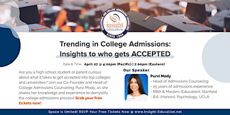 Imagen principal de Trending in College Admissions: Insights to who gets ACCEPTED